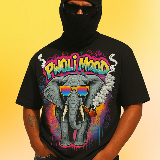 Pwoli Mood Unique Print Black Oversized T | 240 GSM | T2