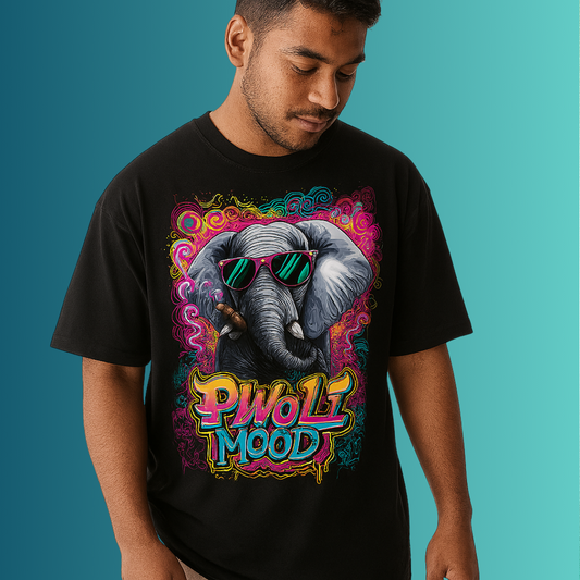 Pwoli Mood Unique Print Black Oversized T | 240 GSM | T3