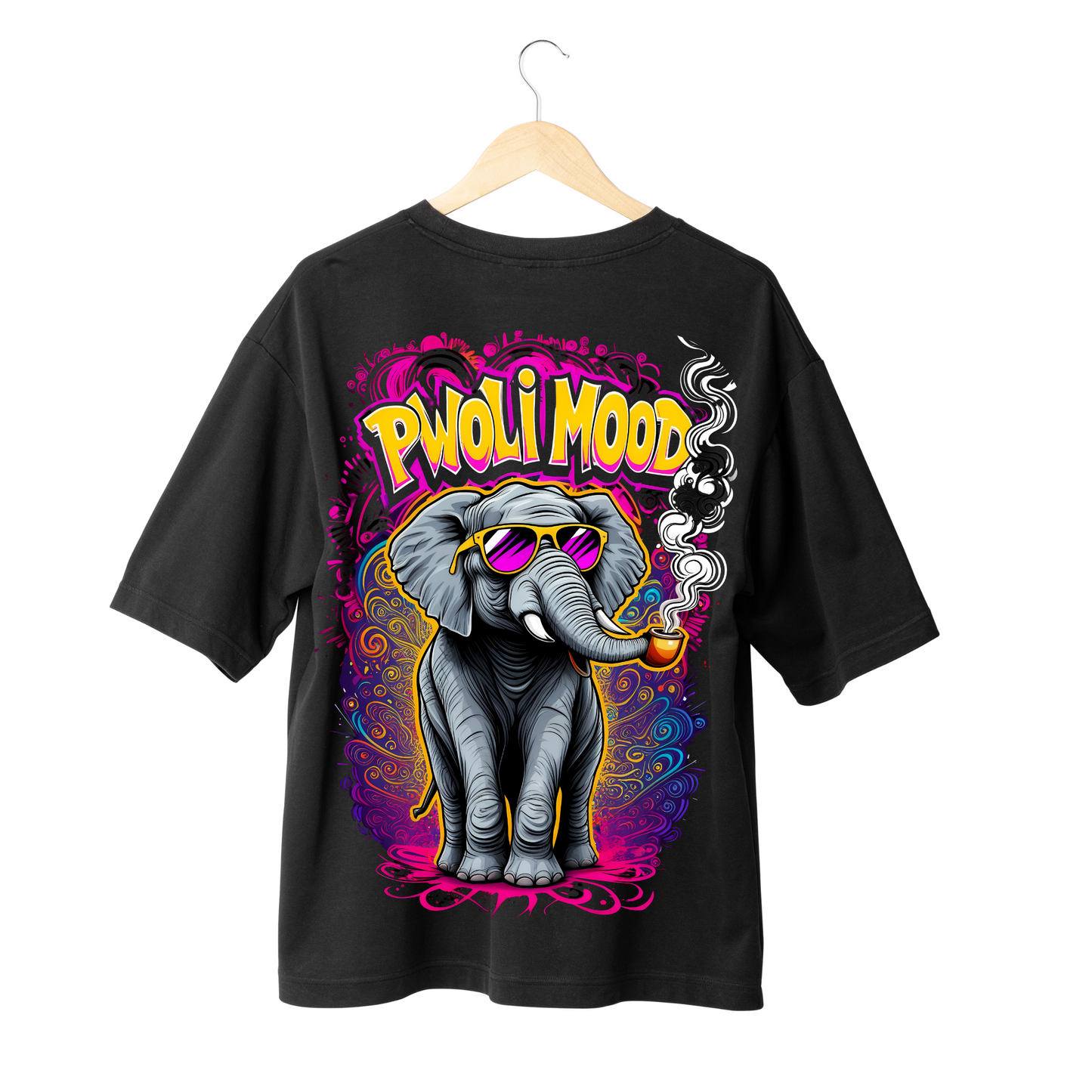 Pwoli Mood Unique Print Black Oversized T | 240 GSM | T5