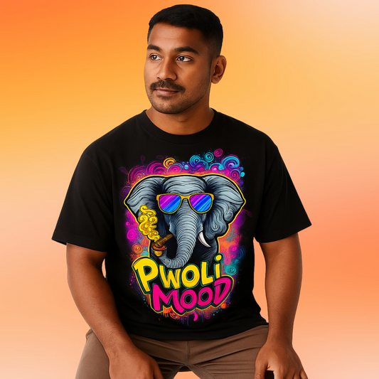 Pwoli Mood Unique Print Black Oversized T | 240 GSM | T4