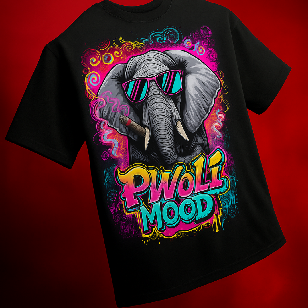 Pwoli Mood Unique Print Black Oversized T | 240 GSM | T3