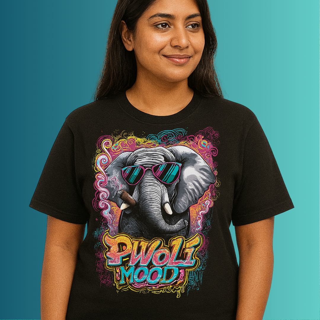 Pwoli Mood Unique Print Black Oversized T | 240 GSM | T3