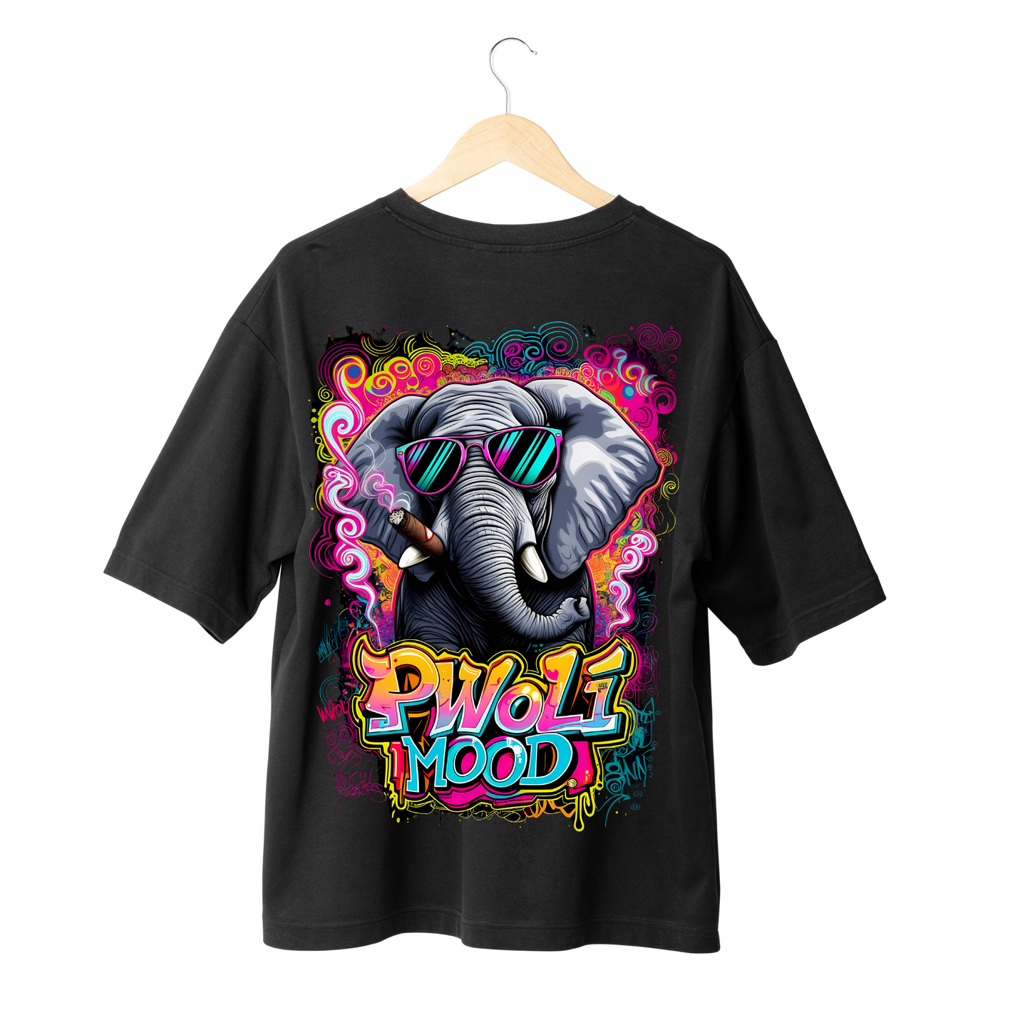Pwoli Mood Unique Print Black Oversized T | 240 GSM | T3