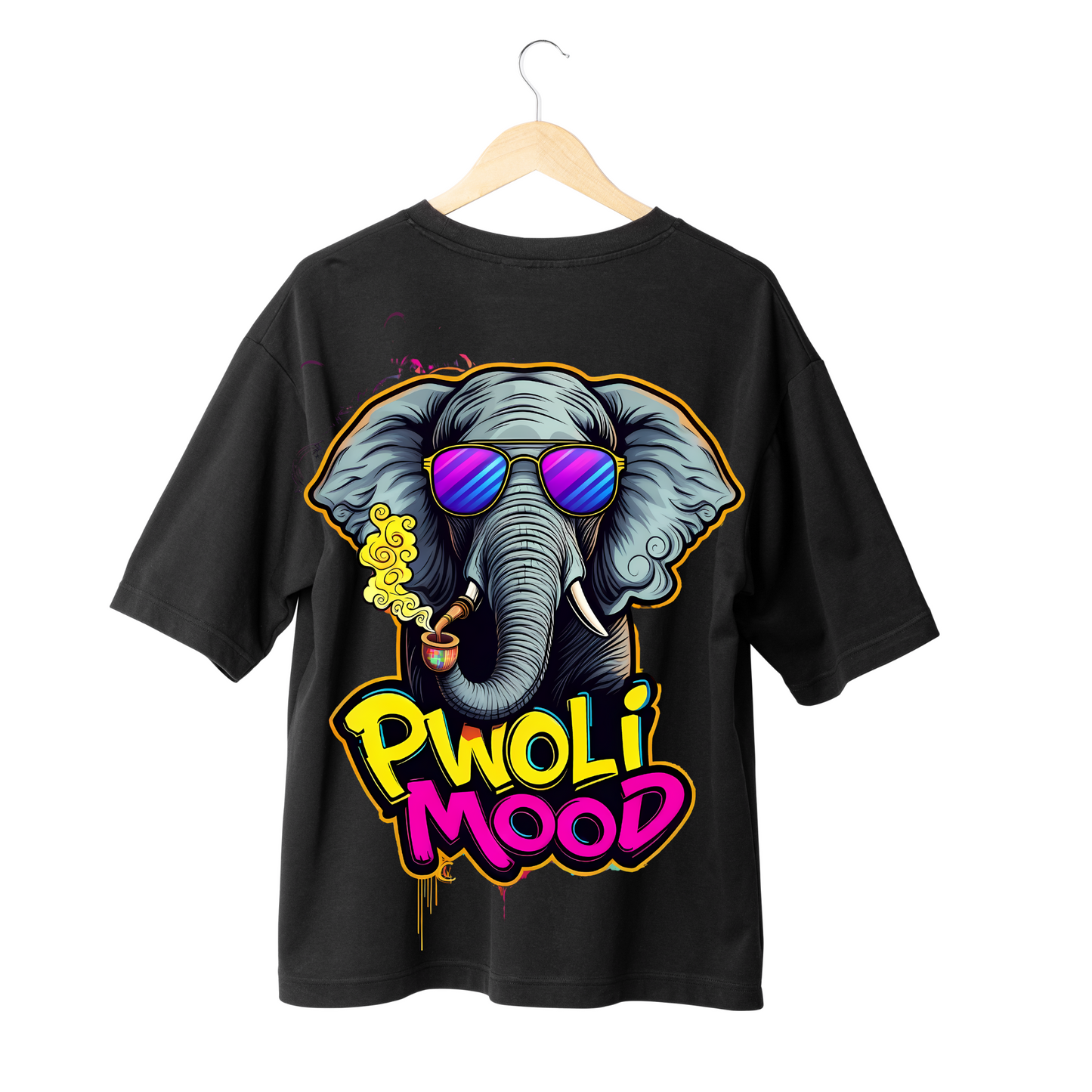 Pwoli Mood Unique Print Black Oversized T | 240 GSM | T4